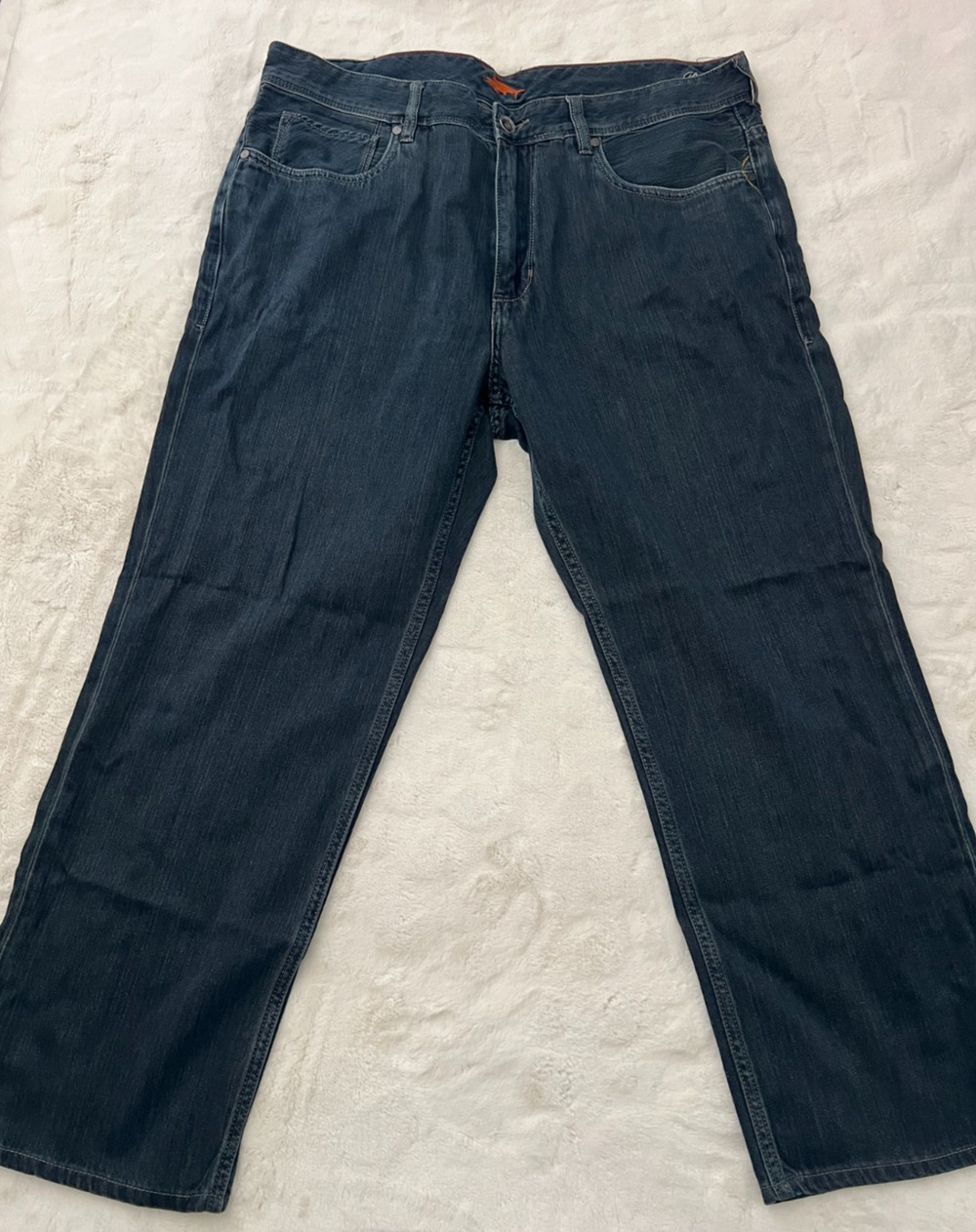 Tommy Bahama Relaxed Mens Jeans 38x27 Dark Wash Blue Stretch Straight Leg Denim